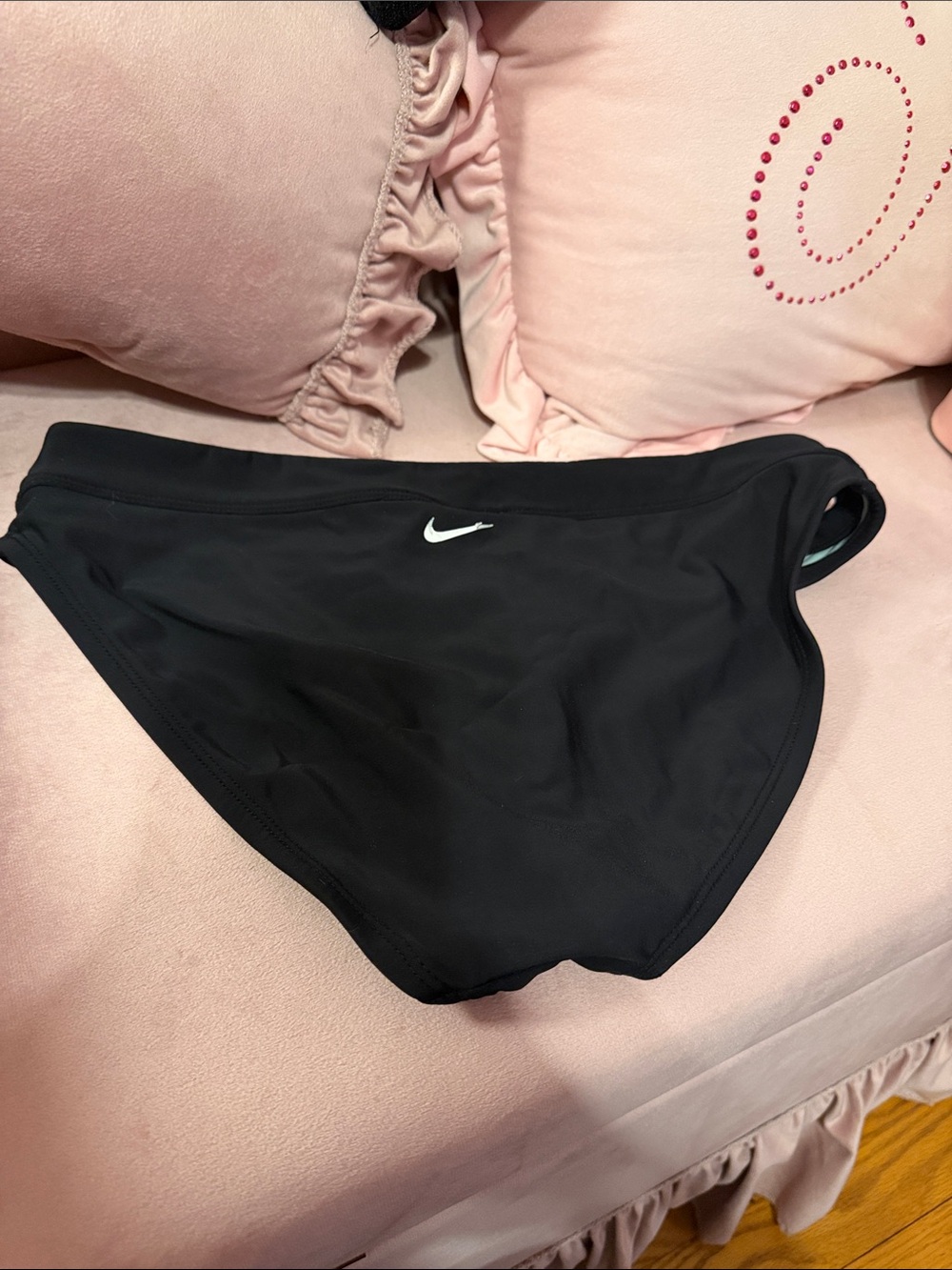Nike Women’s Black Swim Bikini Bottom with White Swoosh